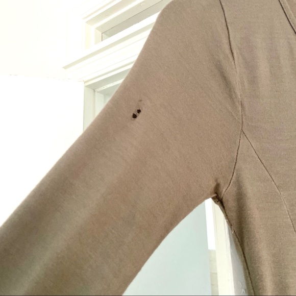 ASOS Petite Long Sleeved Olive Maxi Dress w Slit - Picture 8 of 10